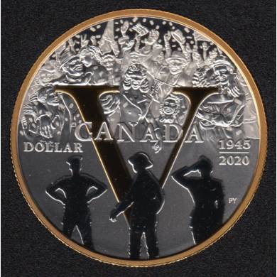 2020 1945 - Proof - Fine Silver - Gold Plated - Canada Dollar