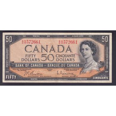 1954 $50 Dollars - VF/EF - Beattie Rasminsky - Prfixe B/H