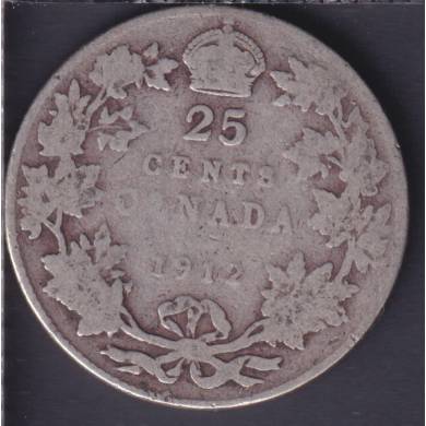 1912 - Good - Scratches - Canada 25 Cents