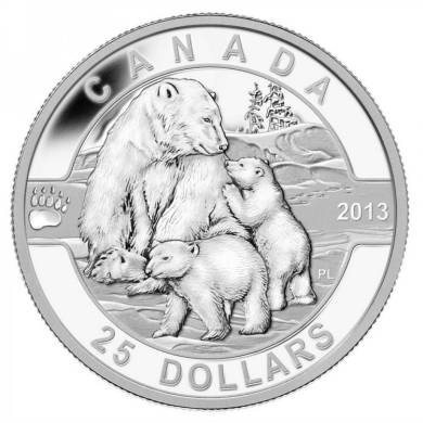 2013 - $25 - 1 oz Fine Silver Coin - The Polar Bear