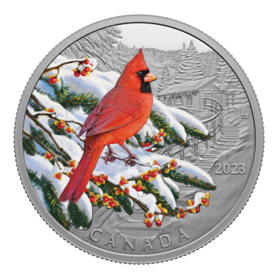 2023 - $20 - Pice de 1 oz en argent pur  Oiseaux colors : Cardinal rouge