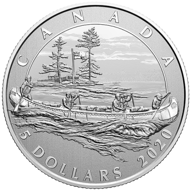 2020 - $5 - Pice en argent pur  Grands moments : 350e anniversaire de la Compagnie de la Baie d'Hudson