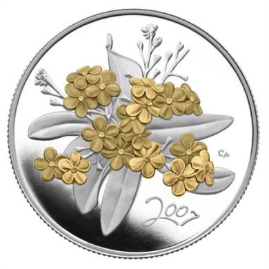 2007 - 50 CENTS - STERLING SILVER COIN GOLDEN FORGET-ME-NOT