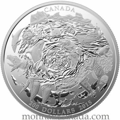 2015 - $200 for $200 - Fine Silver - Coastal Waters of Canada - No Tax