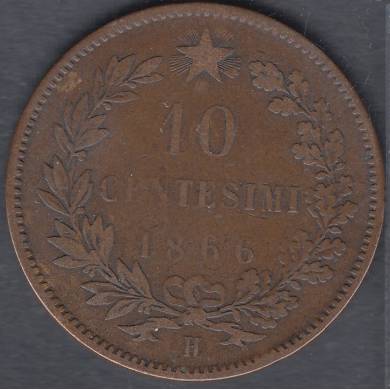 1866 H - 10 Centisimi - Italie