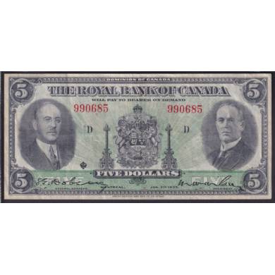 1935 $5 Dollars - VF/EF - Royal Bank of Canada