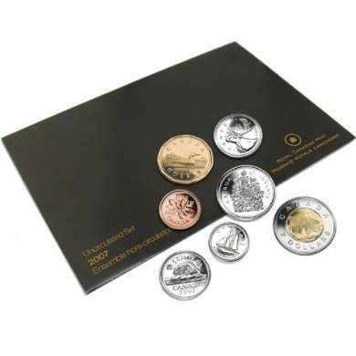 2007 BRILLIANT UNCIRCULATED SET , 10 cents Curved 7