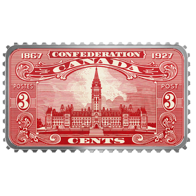 2018 - $20 - 1 oz. Pure Silver Coloured Coin - Canada's Historical Stamps: Parliament Building 1927 Confederation