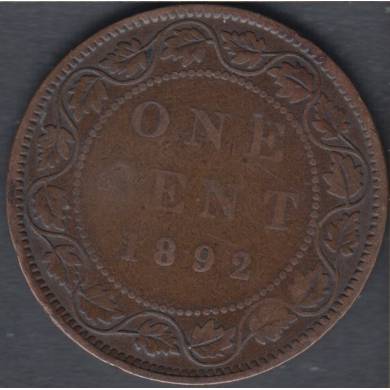 1892 - VG - Obverse #4 - Canada Large Cent