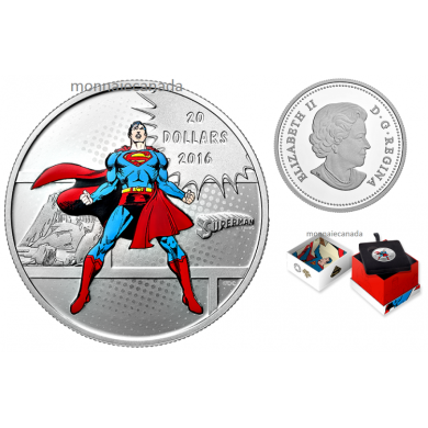 2016 - $20 - Pièces colorées en argent pur - Superman – DC ComicsMC Retour dans le temps