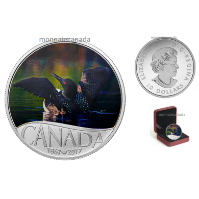 2017 - $10 - Colores en argent pur  Plongeon huard - Clbrons les 150 ans du Canada