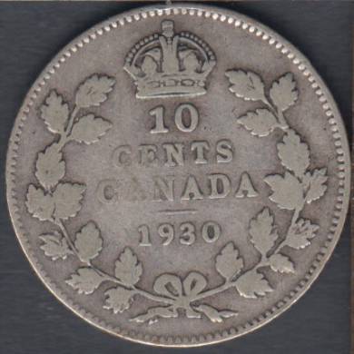 1930 - VG/F - Canada 10 Cents