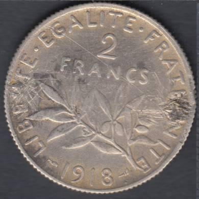 1918 - 2 Francs - Endommagé - France