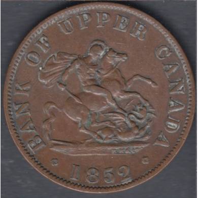1852 - VF/EF - Bank of Upper Canada - Half Penny Token - PC-5B2