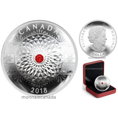 2018 - $25 - Pure Silver Coin with Swarovski Crystals - Classic Holiday Ornament