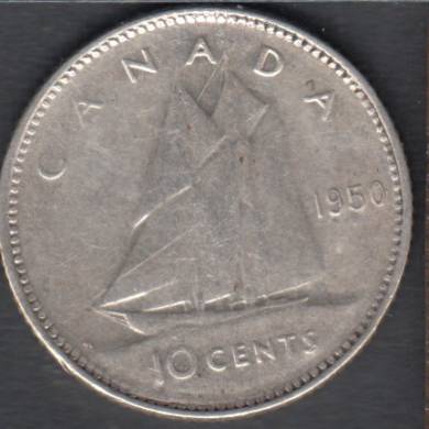 1950 - VF - Rotated Dies - Canada 10 Cents