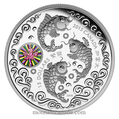 2015 - $15 - 1 oz. Fine Silver Hologram Coin  Maple of Prosperity