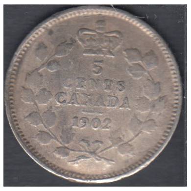 1902 - Damaged - Canada 5 Cents