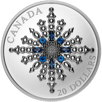 2024 - $20 - Pice en argent pur  Broche en forme de flocon de neige du jubil de saphir