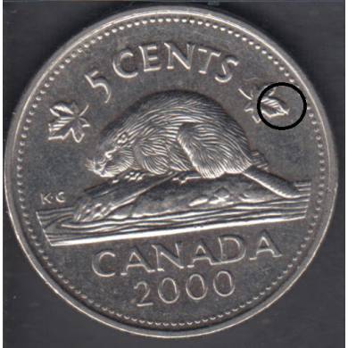 2000 - Extra Metal Maple Leaf - Canada 5 Cents