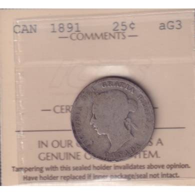 1891 - AG 3 - ICCS - Canada 25 Cents