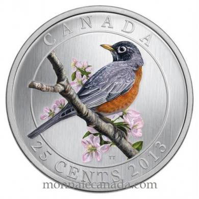 2013 - American Robin - Coloured Coin 25c