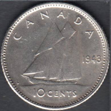 1943 - VF/EF - Rotated Dies - Canada 10 Cents