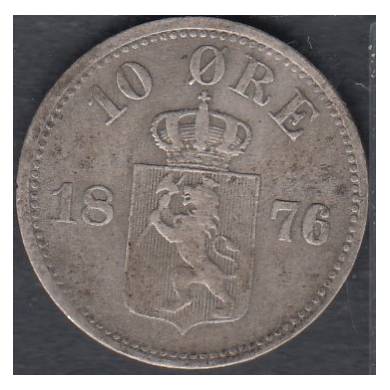 1876 - 10 Ore - VF - Norway