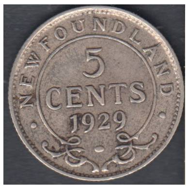 1929 - VF - 5 Cents - Newfoundland