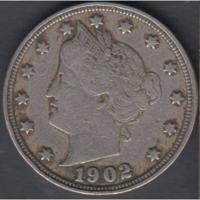 1902 - VG/F - Liberty Head - 5 Cents