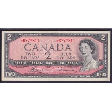 1954 $2 Dollars - EF - Bouey Rasminsky - Prefix L/G