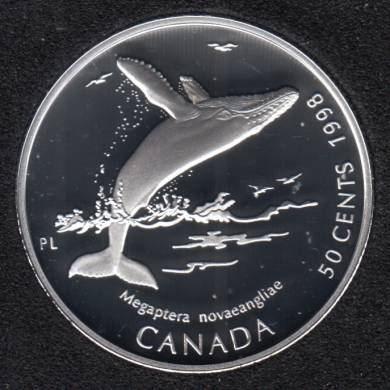 1998 - Proof - Humpback Whale - Sterling Silver - Canada 50 Cents