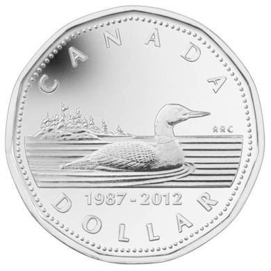 2012 - Silver-Plated 25th Anniversary of the Loonie Coin (1987-2012)