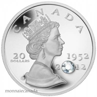 2012 - $20 - Silver Coin - The Queen's Diamond Jubilee - Swarovski Crystal