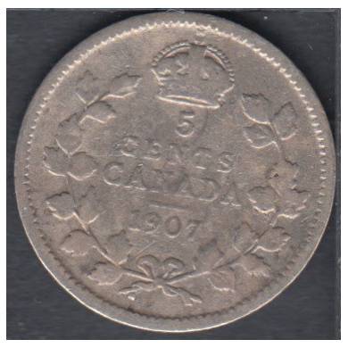 1907 - Wide Date - Good - Canada 5 Cents
