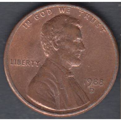 1988 D - AU - UNC - Lincoln Small Cent