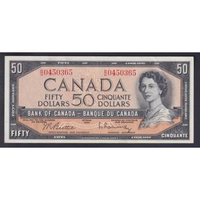 1954 $50 Dollars - AU/UNC - Beattie Rasminsky - Prefix B/H
