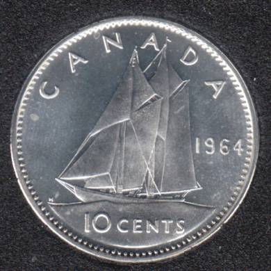 1964 CANADA 10 CENTS PROOF-LIKE SILVER COIN 