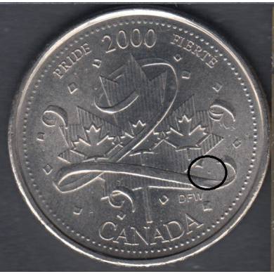 2000 - #1 B.Unc - DOT - Pride - Canada 25 Cents