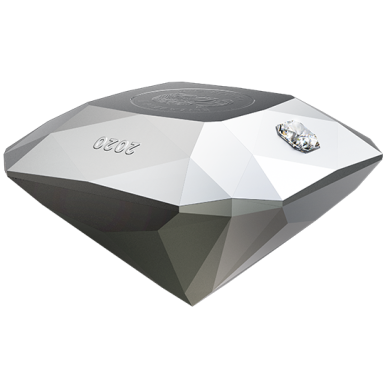 2020 - $50 - Pice de 3 oz en argent pur en forme de diamant  Diamant Forevermark