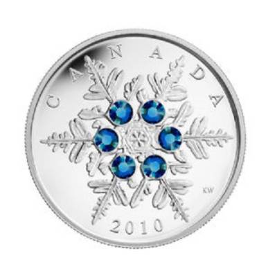 2010 - $20 - Fine Silver Coin - Blue Crystal Snowflake - TAX Exempt