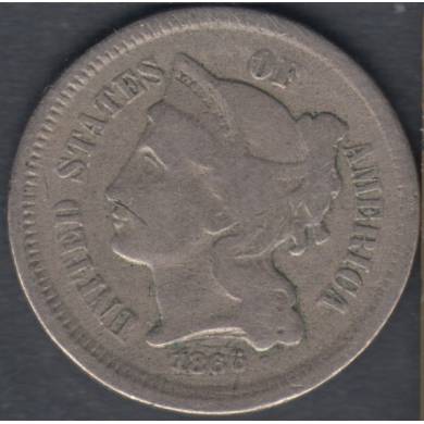 1866 - Fine - Nickel 3 Cents