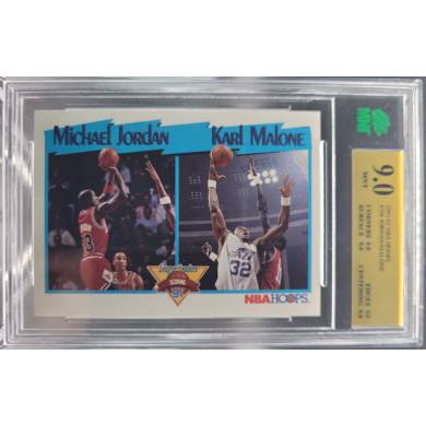 1991-92 NBA Hoops #306 Michael Jordan Karl Malone 9.0 MNT