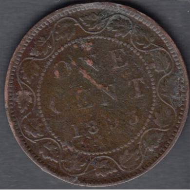 1893 - Fine - Damaged- Canada Large Cent