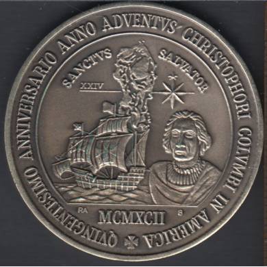 Canada Association Numismates Francophones - 1992 - 450 Anni. Christophe Colomb en Amrique - Silver Plated- 55 pcs - With Certificat - Medal