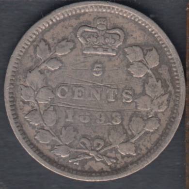 1893 - Fine - Scratch - Canada 5 Cents
