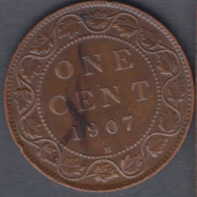 1907 H - EF - Scratch - Canada Large Cent
