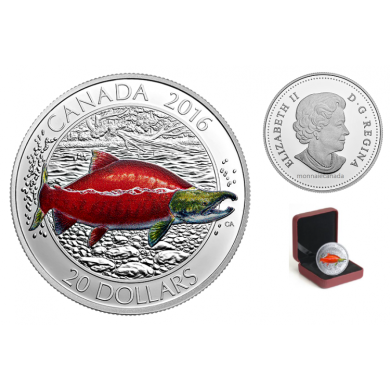 2016 - $20 - Argent fin  Salmonids du Canada - Le saumon de Rouge