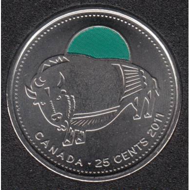 2011 - B.Unc - Bison Col. - Canada 25 Cents