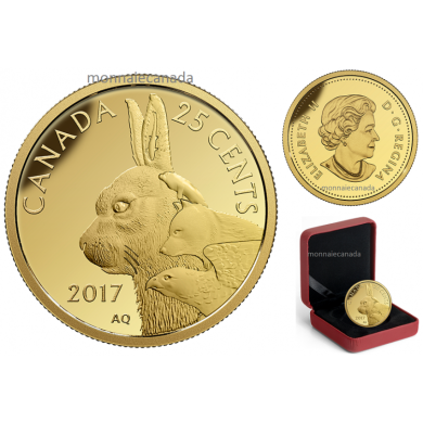 2017 - 25 Cents - Pice de 0,5 g en or pur  Prdateur et proie : Livre arctique  Style inuit